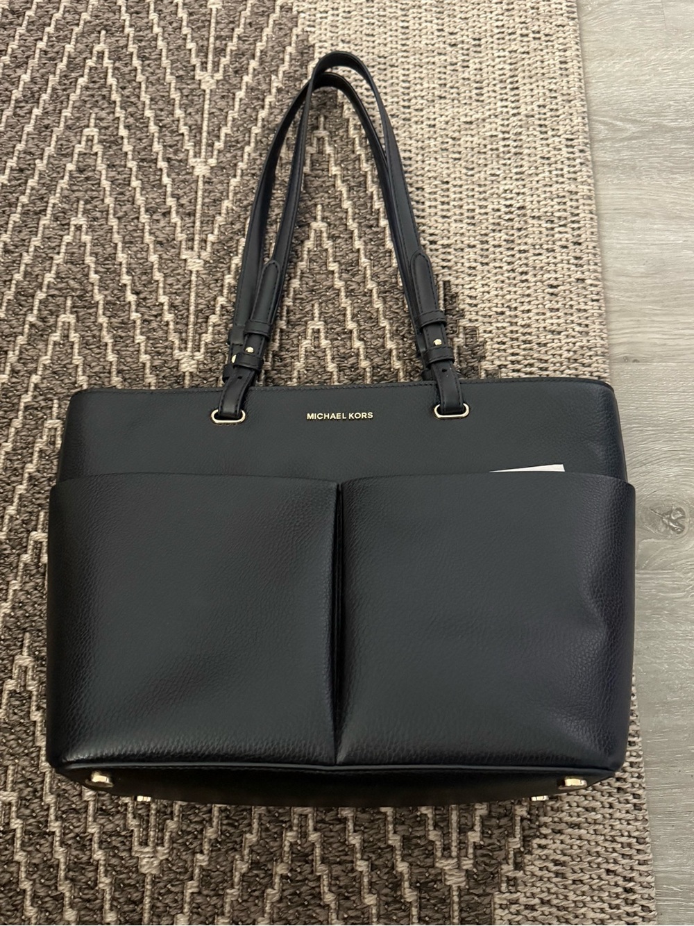 Michael Kors Black Leather Double-Pocket Tote